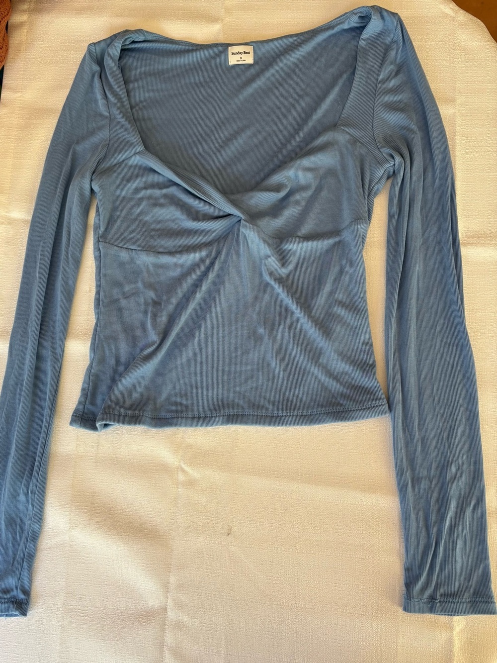 Sunday Best Dusty Blue Twist-Front Long Sleeve Top
